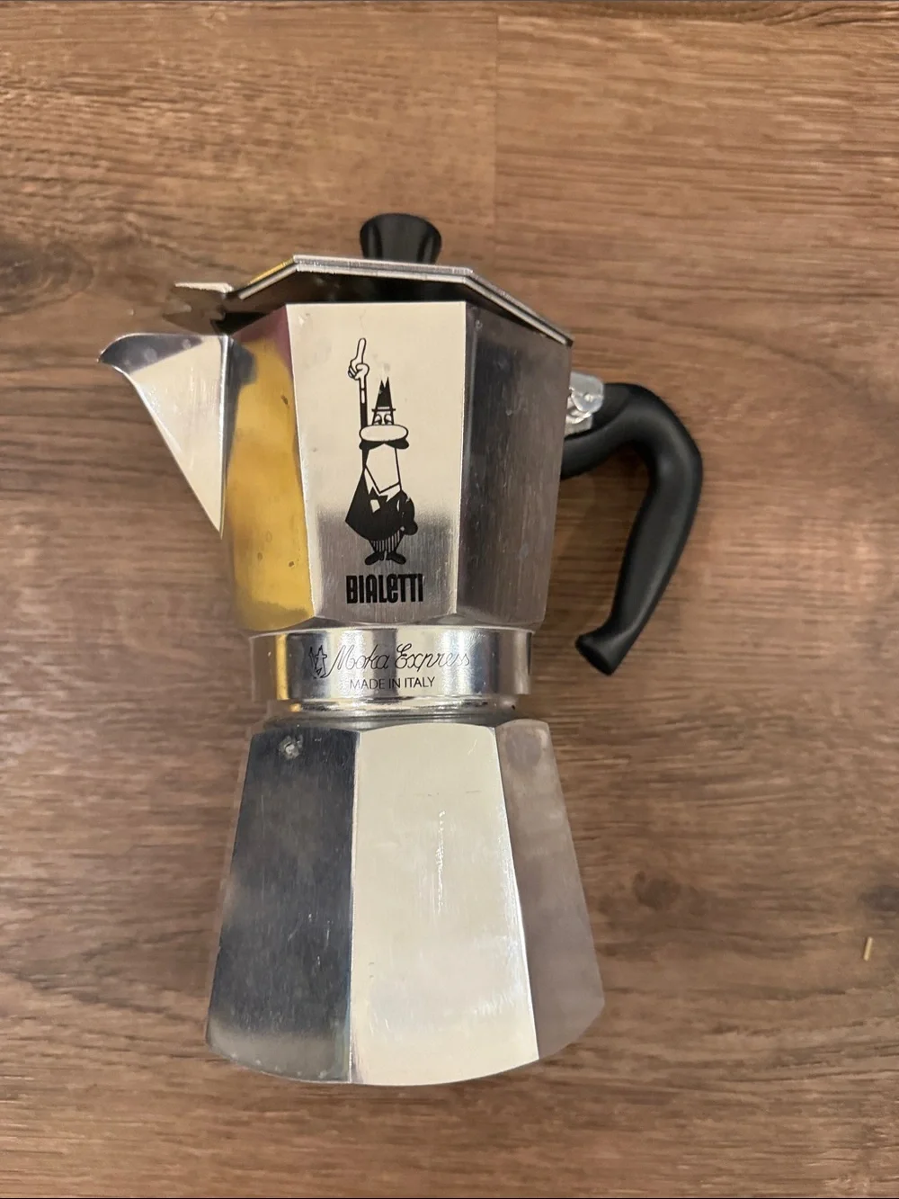 Bialetti Moka Express Stovetop Coffee Maker - Silver with Black Handle